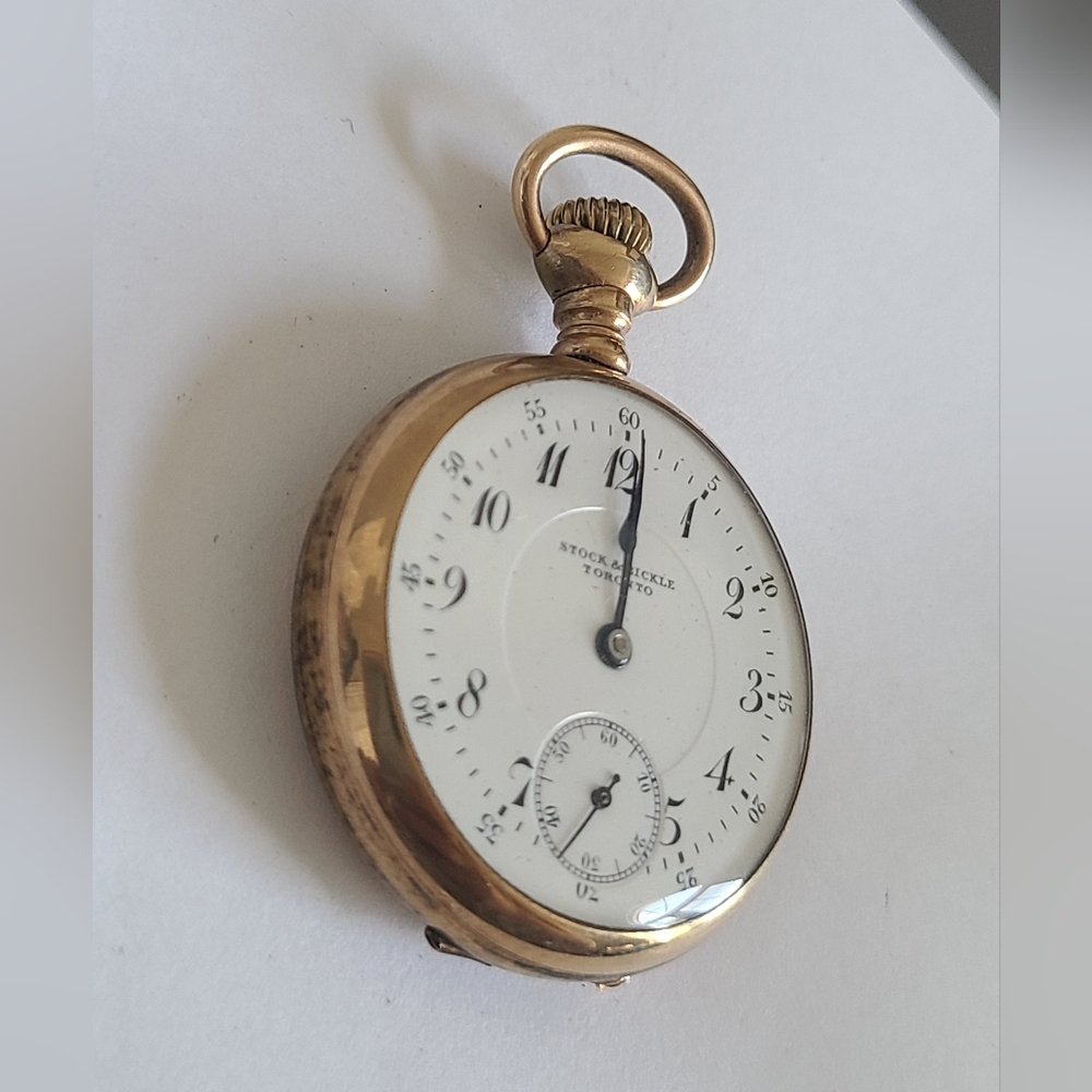 Vintage Small Gold Filled Stock and Bickle Toronto Canadian Antique Pocket Watch - Picture 2 of 8